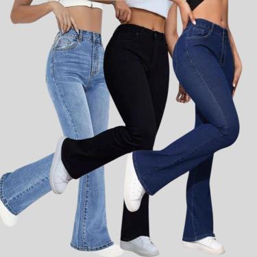 Imagem de Kit 3 Calças Skinny Flare Tex Jeans Elegante e Casual Feminina-Feminino