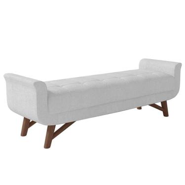 Imagem de Puff Recamier Calçadeira 195cm Base Madeira Neville Z37 Boucle Branco - Mpozenato