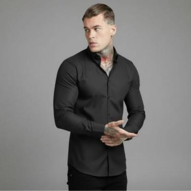 Imagem de Camisa Social Masculina Manga Longa Slim Fit Luxo Premium - Volgue, Pr