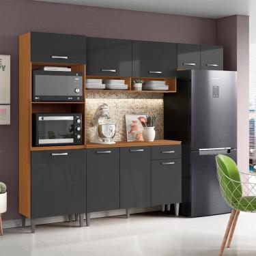 Imagem de Cozinha Compacta Atenas com Balcão 120cm com Tampo Cinamomo Grafite Aramóveis