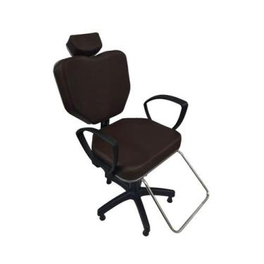 Imagem de Cadeira Poltrona Salão Cabeleireiro Barbeiro Marrom Café - Bueno Cadei