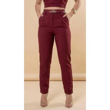 Imagem de Calça Feminina Alfaiataria Skinny Com Cinto Social Trabalho - Ma Ofici