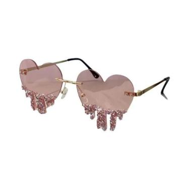 Imagem de Óculos De Sol Femininos Em Formato De Coração Com Strass Sem Aro, Ócul