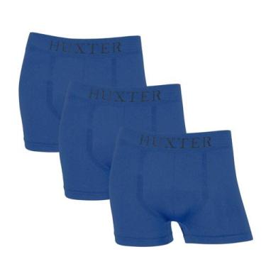 Imagem de Kit 3 cuecas boxer huxter microfibra sem costura box adulto, Marinho, 