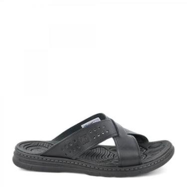 Imagem de Chinelo Tira Transpassada Couro Legítimo Amortecedor Pegada Masculino-Masculino