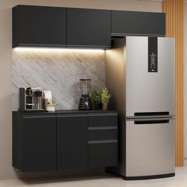 Imagem de Armário de Cozinha Compacta 200 cm Suspenso Preto Nice Madesa 05 XA