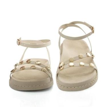 Imagem de Sandália Flatform Feminina Brilho Metalizado Enfeite Metálico Chinelo Rasteirinha Confortável Macia-Feminino