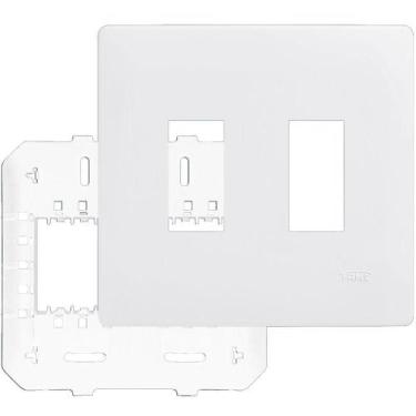 Imagem de Placa Com Suporte 4""x4"" 2 Módulos Verical - 3640 - Fame Placa C-supo