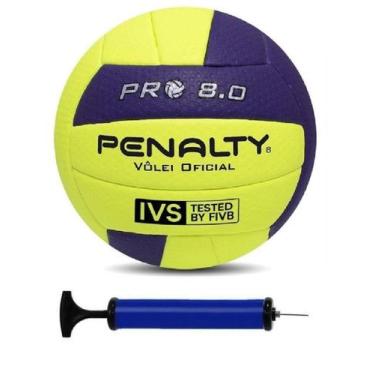 Imagem de Bola Vôlei Penalty 8.0 Pro IX + Bomba de Ar, Amarelo, Roxo