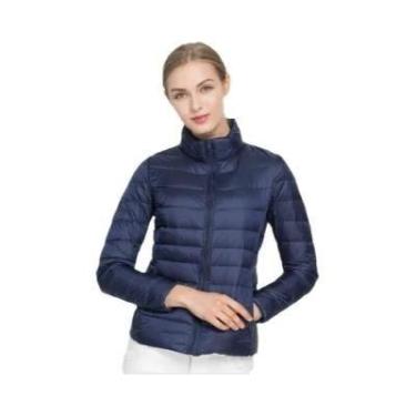 Imagem de Jaqueta Puffer Curta Feminina Com Gola Alta, Leve, Resistente À Água, 