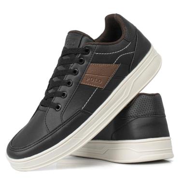 Imagem de Tenis Masculino Casual Preto Branco Leve Confortavel-Masculino