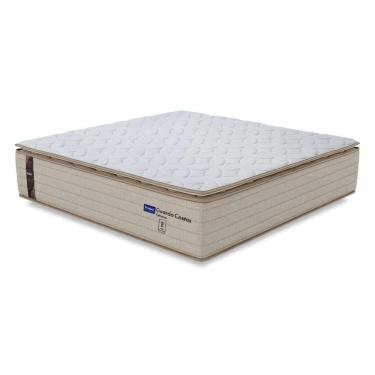 Imagem de Colchão Queen Probel Molas Ensacadas Pillow Top 158x198x30cm Guarda Costas Genova Branco/bege