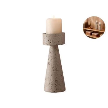 Imagem de Castiçal Porta Velas Pedestal Rústico Em Poliresina Grande - Casa Hera