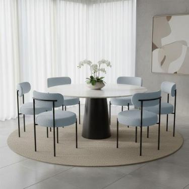 Imagem de Cadeira Sala de Jantar Margara Kit 6 em Aço Preto Bouclê Ted D03 - D R