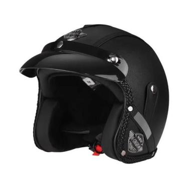 Imagem de Capacete Retrô Vintage De Couro PU Aberto 3/4 Para Motocicleta Chopper