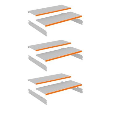 Imagem de Kit 3 Bandeja Gondola Rack FIT Branco 6X 30x90 CH22 Pe Laran