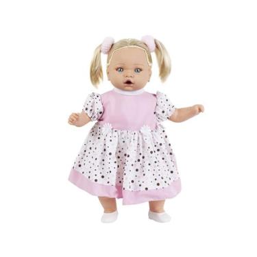 Imagem de Boneca Angelina Loira Fala 62 Frases - 48cm - Milk Brinquedos, Rosa e 