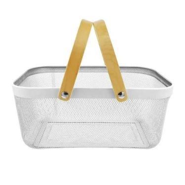 Imagem de Fruteira Cesto Aramado C/ Alça Organizador Mesa Decoração - - Kadê, BR