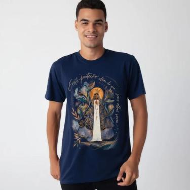 Imagem de Camiseta Religiosa Estampa Proteção Fé Algodão Confortável Durável Est