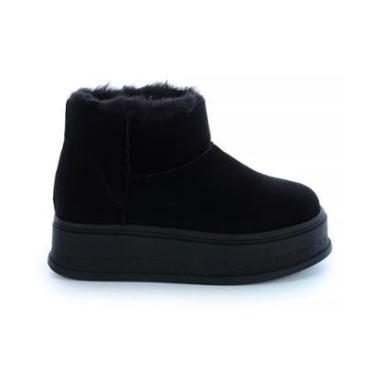 Imagem de Bota de Pelos Forrada Plataforma Cano Baixo Preto-Feminino