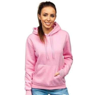 Imagem de Moletom Feminino Liso Abrigo Blusa Moleton Casaco com Capuz-Feminino