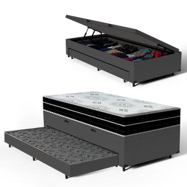 Imagem de Cama Box Baú com Colchão de Espuma D45 Pillow In Anjos OrtoConfort + Auxiliar Unique So...