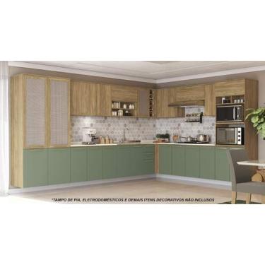 Imagem de Armário de Cozinha Modulada Completa de Canto 19 peças 3,99X2,88m 302 