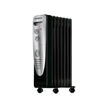 Imagem de Aquecedor a Óleo Mondial A-06 Portátil, Preto e Prata, 220V