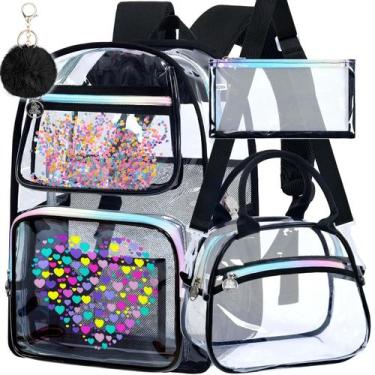Imagem de Mochila Transparente AGSDON para Niñas 3PCS con Bolsa para Almuerzo