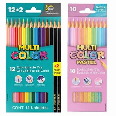 Imagem de Kit Lápis De Cor 12 Cores  2 Grafites  12 Tons Pastel Multicolor Faber