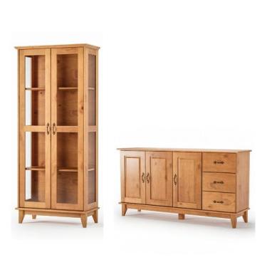 Imagem de Kit Cristaleira Slim Bella 02 Portas 1240 Com Pé e Buffet Aparador Mad