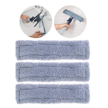 Imagem de Kit 3 Refil de Almofada para Rodo Limpa Vidros Tipo Spray em Poliéster Alta Absorção Cinza Lyor