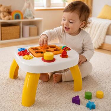 Imagem de Brinquedo Bebe Mesa Didatica Engrenagem Buzina Encaixe +12m - Kendy Br