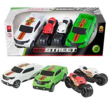 Imagem de Kit Carrinhos e Motos Street - Conjunto 02 Carrinhos e 02 Motos - Carr