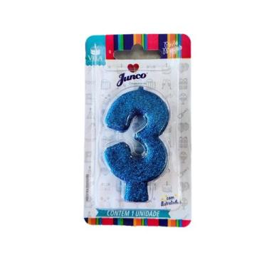 Imagem de Vela aniversario azul n 3 - Junco