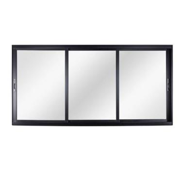 Imagem de Janela de Alumínio de Correr 120x200x10cm 3 Folhas Móveis Vidro Liso T