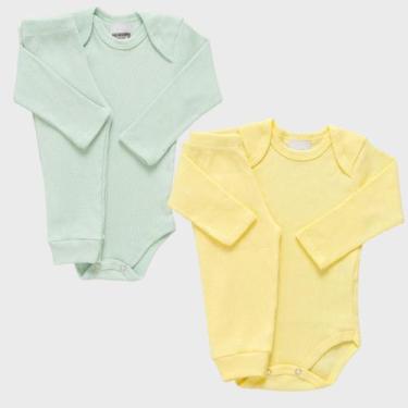 Imagem de Kit 2 Conjuntos Bebê Body + Calça Canelado Enxoval 100% Algodão Matern