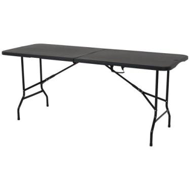 Imagem de Mesa Dobrável Portátil Prática 1,80m Branca Bel Preto - Único, Preto, 