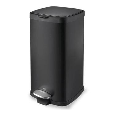 Imagem de Lixeira Com Pedal Frame Inox Preta 20 Litros - Brinox