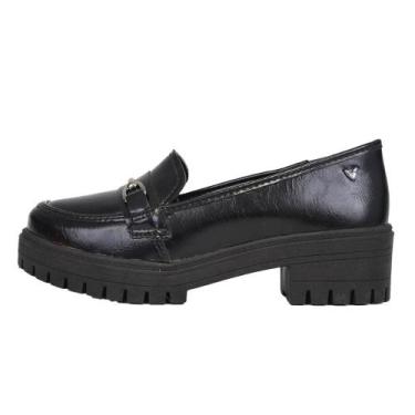 Imagem de Sapato Mocassim Mississipi Loafer Salto Grosso Tratorado, 35, Preto