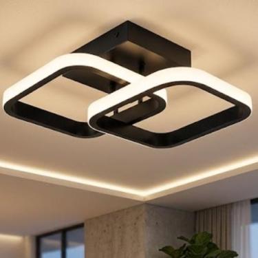 Imagem de Luminária LED Bivolt Teto Duplo Quadrado Metal Sobrepor 22w Luz 3 em 1