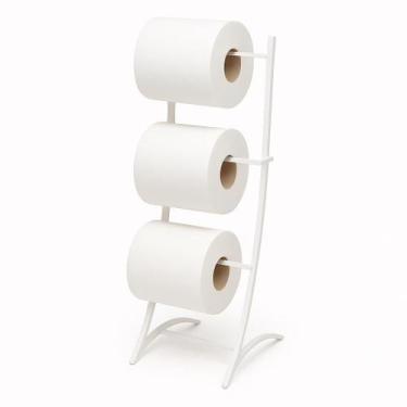 Imagem de Porta Papel Higiênico de chão 3 Rolos Piatina Preto - Instare, Branco