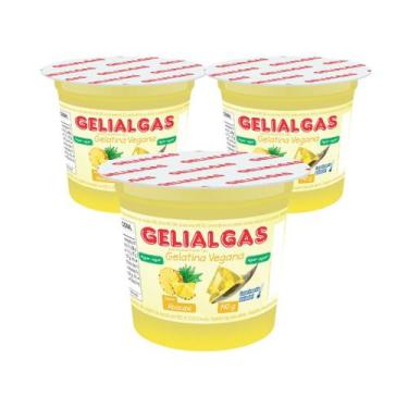 Imagem de Kit 3 Un Gelatina Abacaxi Vegana Gelialgas C/ 140 GR