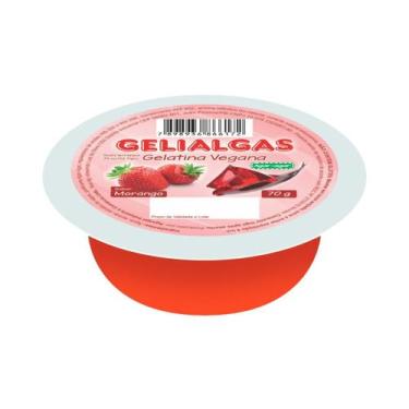 Imagem de Gelatina sabor morango totalmente vegana gelialgas c/ 70 gr - SEM MARC