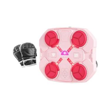 Imagem de Máquina Boxe Alvo Musical Bluetooth Eletrônico Com Luva - Rosa - Feima