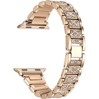 Imagem de Pulseira Aço Elos Strass Queen, Compatível com Apple Watch (38/40/41, Dourado Rose)
