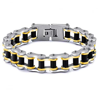 Imagem de suhang Pulseira Masculina De Aço Inoxidável Para Motociclista Elo Corrente De Bicicleta Para Bicicleta Pulseiras Jóias