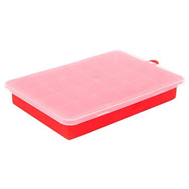 Imagem de Mimo Style Forma Para Gelo com Tampa 20cm Vermelho Com 24 Moldes de Cubos, Material de Silicone Resistente e Flexível, Suporta Até 220C, Simples e Leve Pesando Apenas 151g Facilitando o Manuseio