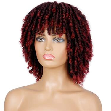 Imagem de Perucas femininas macias curtas sintéticas para mulheres negras 35,5 cm de fibra de alta temperatura para crochê cabelo humano torcido (cor: 4, comprimento esticado: 35,5 cm)