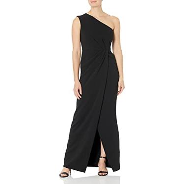 Imagem de Calvin Klein Vestido feminino de um ombro só com cintura franzida, Preto, 40